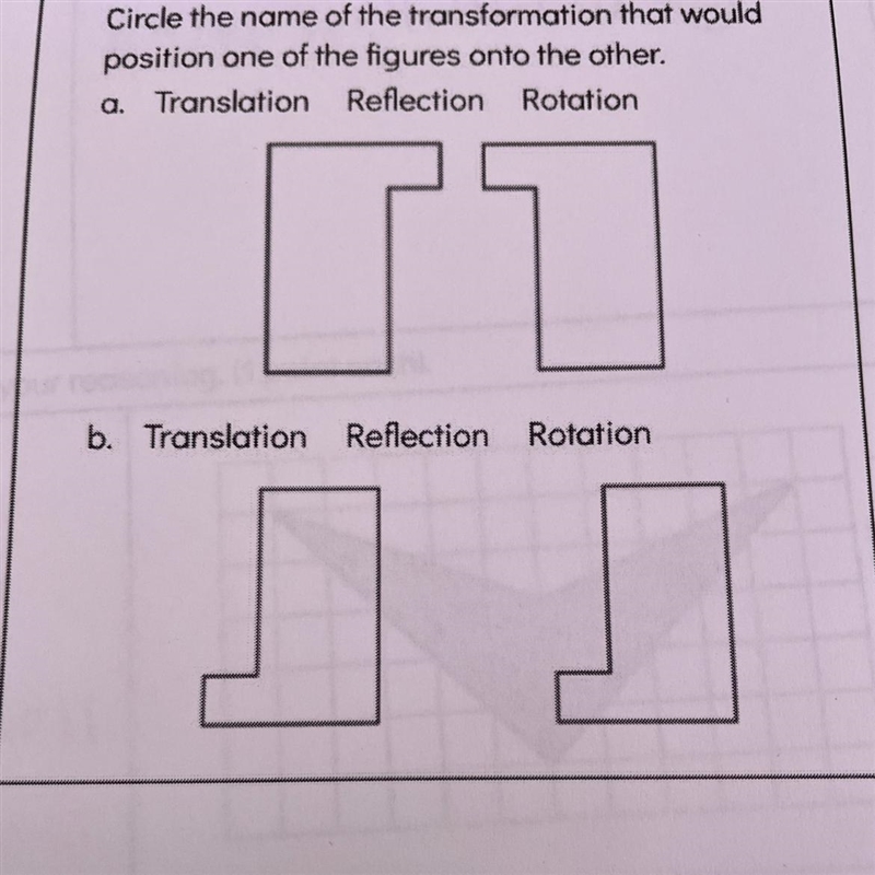 Circled the name of the transformation that would position one of the figures onto-example-1