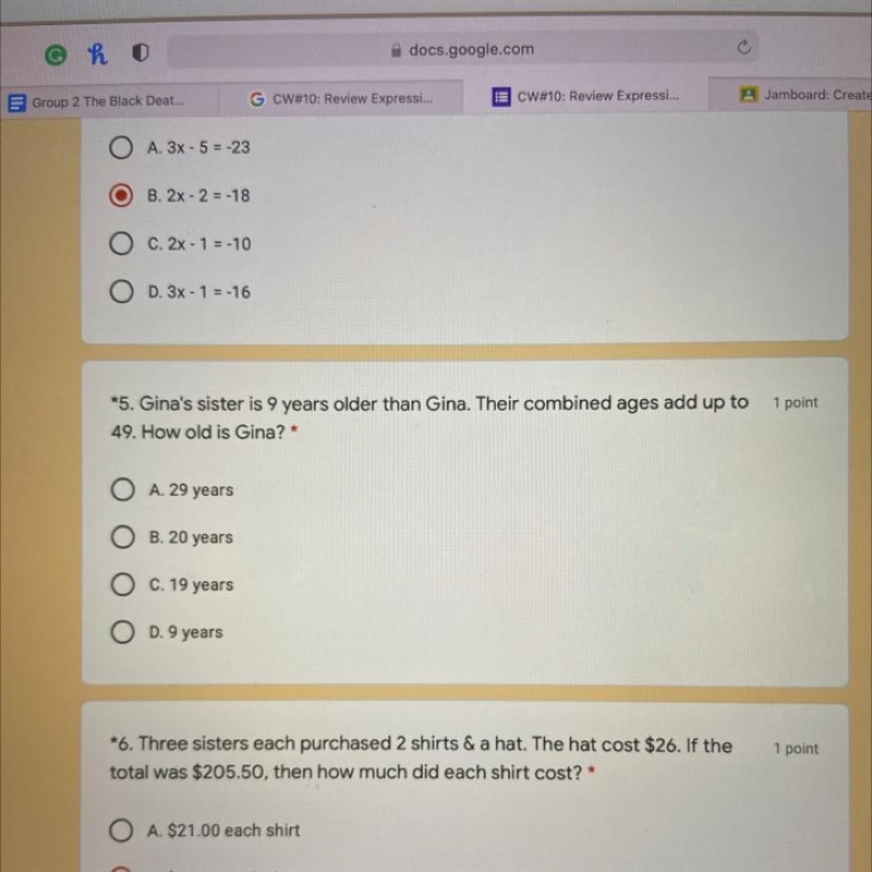 *5. Gina's sister is 9 years older than Gina. Their combined ages add up to 49. How-example-1