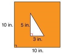 A square has a triangular hole in it. What is the area of the figure? 85 in 2 100 in-example-1