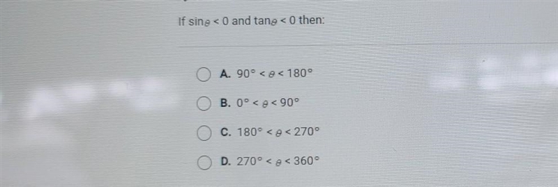 If sin theta < 0 and tan theta < 0 then:​-example-1