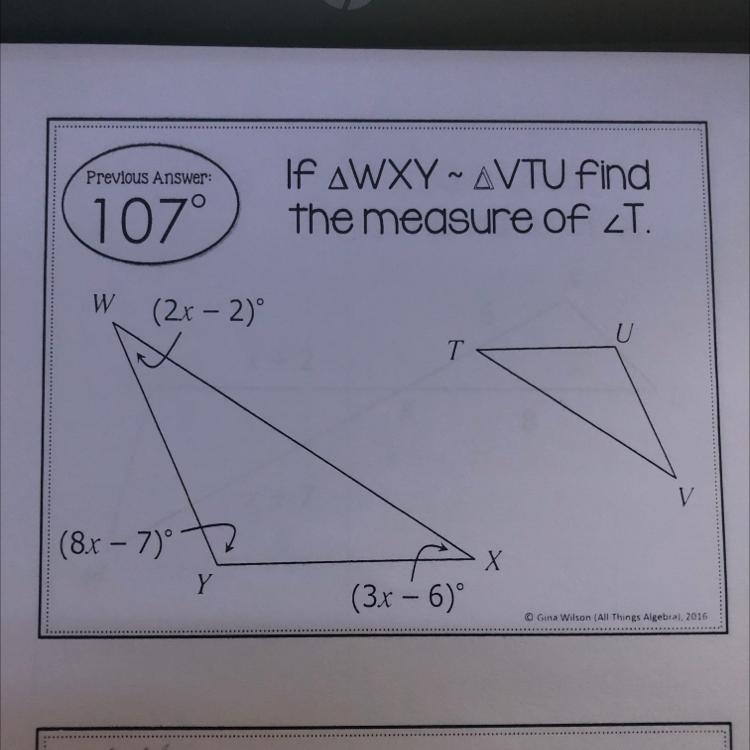 If wxy~ VTU find the measure of angle T-example-1