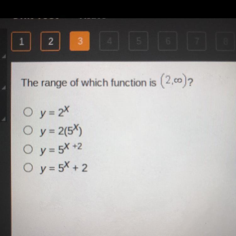 The range of which function is (2,infinite)-example-1