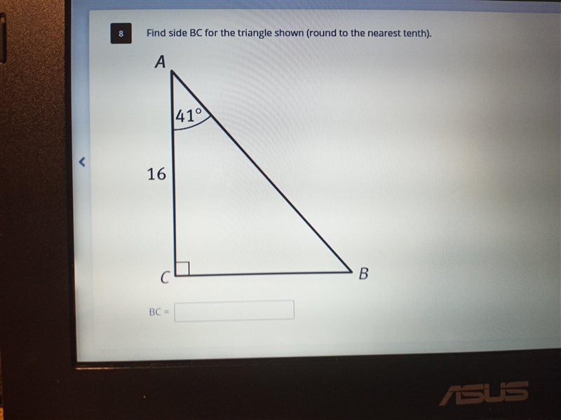 Find side BC for the triangle shown (round to the nearest tenth).-example-1