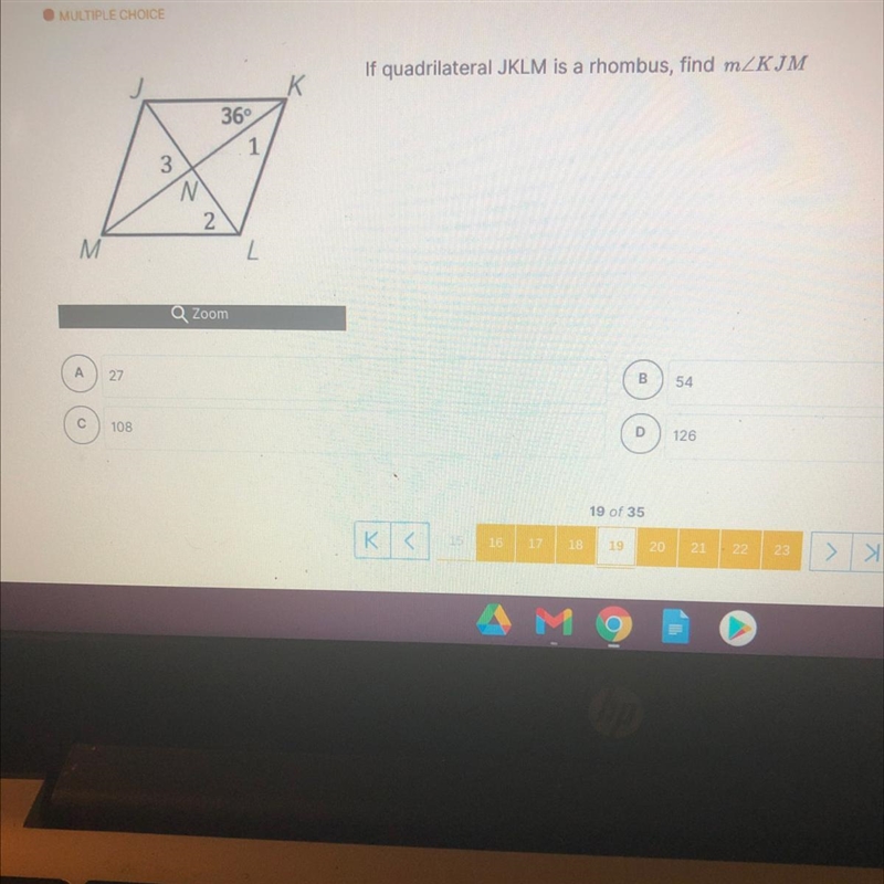 If quadrilateral JKLM is a rhombus, find m-example-1