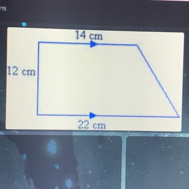 14cm 12 cm 22cm. Find the area.-example-1