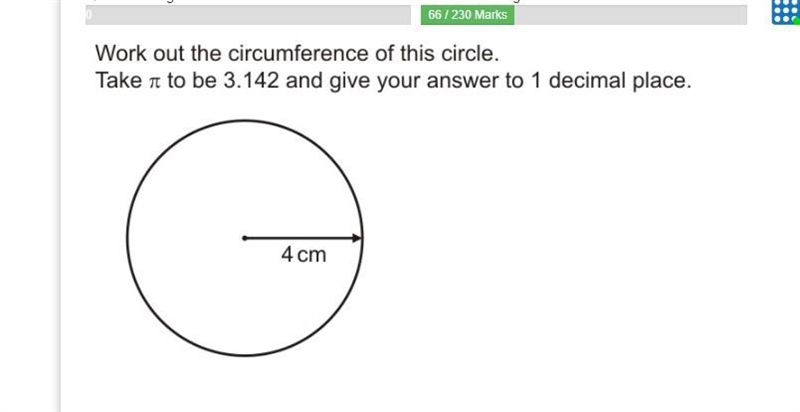 Circumfrance of a circle, (Show working)-example-1