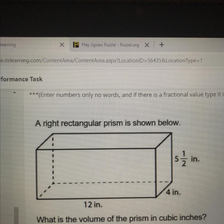 A right rectangular prism is shown below. What is the volume of the prism in cubic-example-1