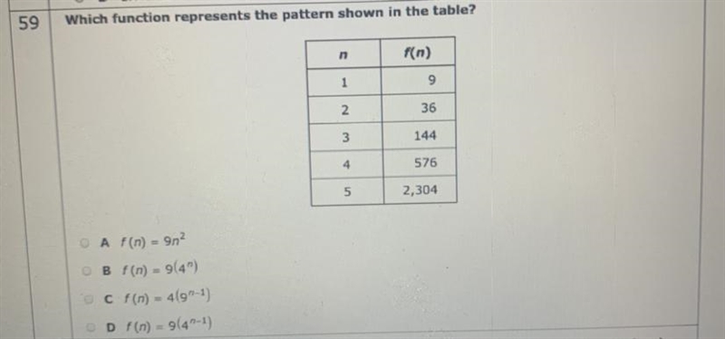 What function represents the pattern shown in the table?-example-1