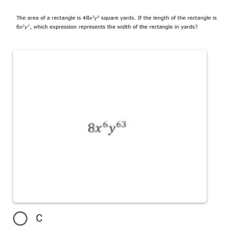 HELP PLZZZ !!!HELP WHICH REPRESENTS THE WIDTH OF THE RECTANGLE IN YARds?!!!!-example-1