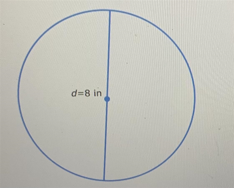 The diameter of a circle is 8 inches. What is the area? d=8 in Give the exact answer-example-1