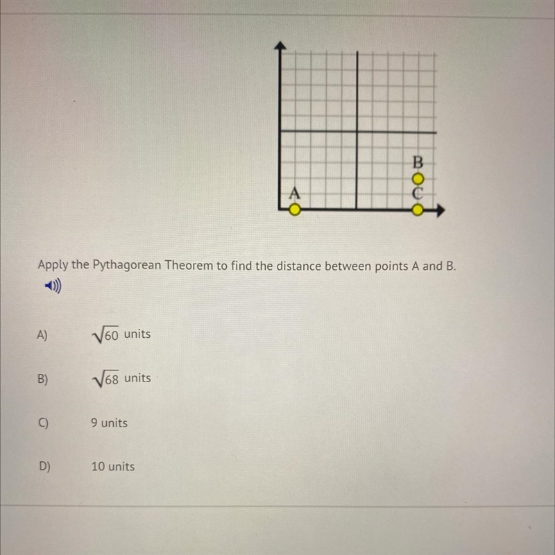 Apply the Pythagorean Theorem to find the distance between points A and B-example-1