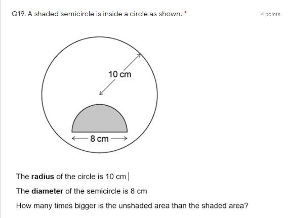 A shaded semicircle is inside a circle as shown.-example-1