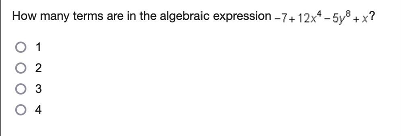 How many terms are in the algebraic expression Also, What do they mean by "Terms-example-1