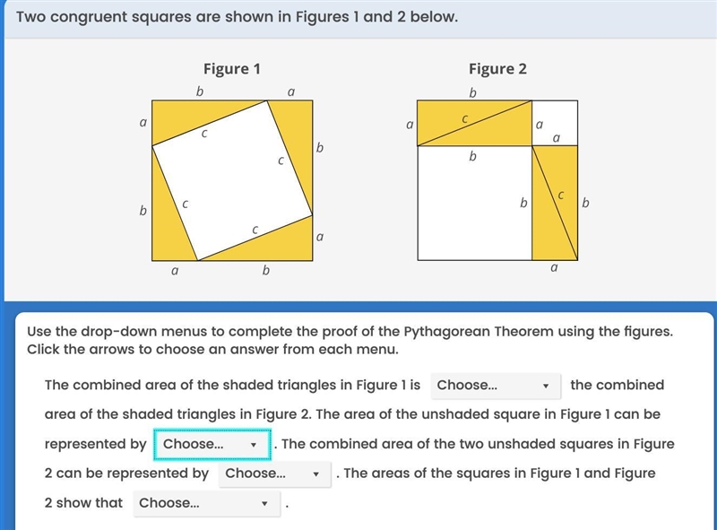 Two congruent squares are shown in Figures 1 and 2 below. I need answer quick!-example-1