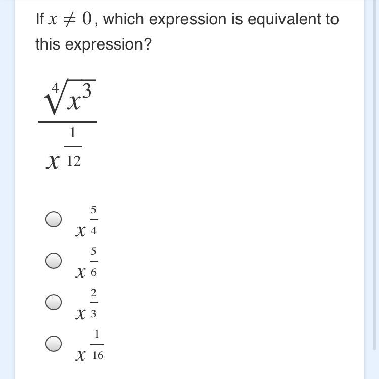 If x≠0, which expression is equivalent to this expression?-example-1