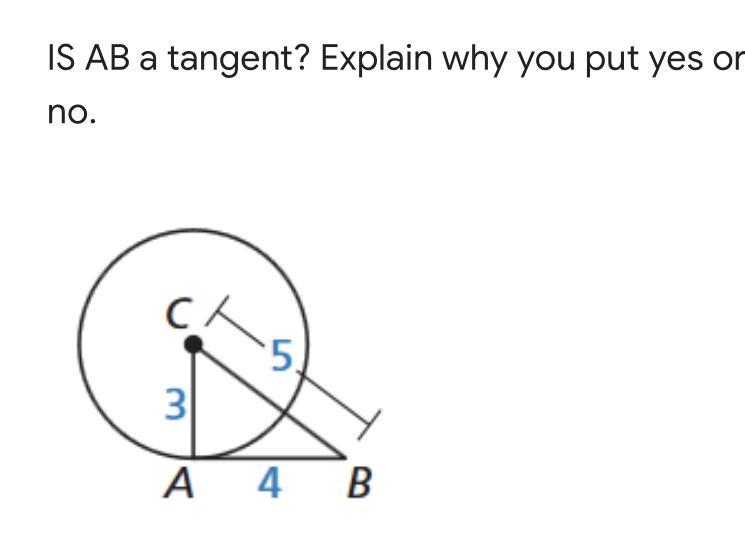 Is it a tangent? Yes or no and why?? Help ASAP-example-1