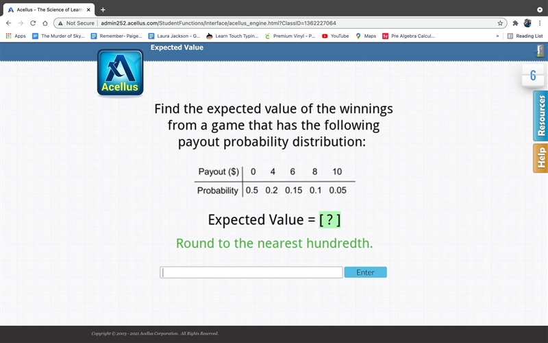 Find the expected value of the winnings from a game that has the following payout-example-1