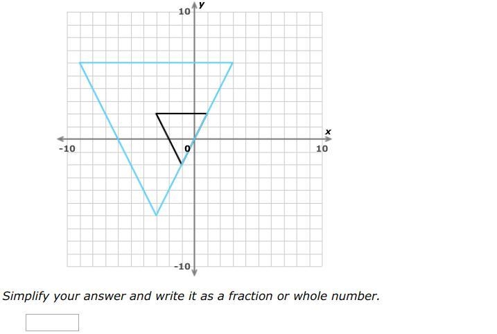 The blue shape is a dilation of the black shape. What is the scale factor of the dilation-example-1