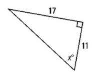 Find the measure of angle x. A.33 B.40 C.45 D.57-example-1