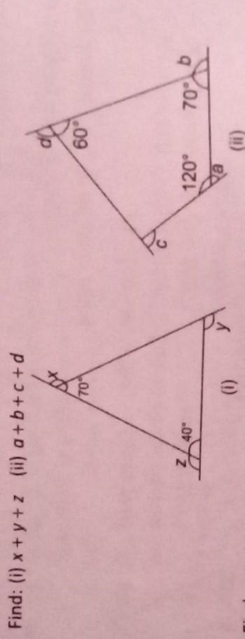 7. Find: (i) x + y +z (ii) a+b+c+d​-example-1