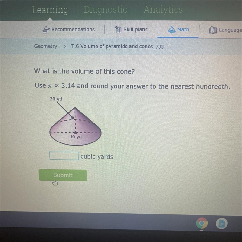 What is the volume of this cone?-example-1