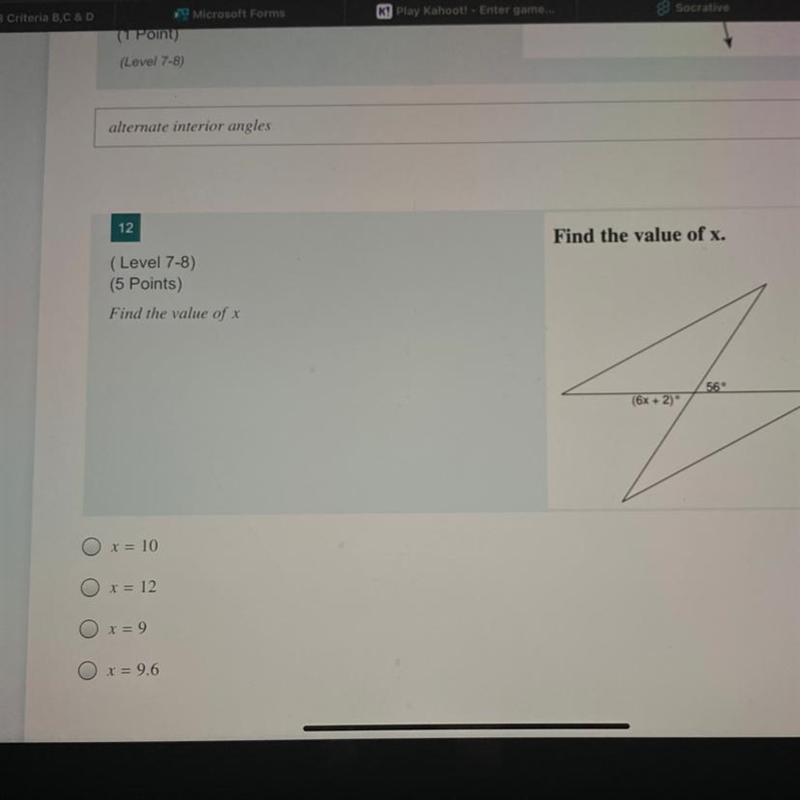 Find the value of x Pls help-example-1