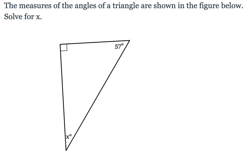 Help please!! The measures of the angles of a triangle are shown in the figure below-example-1