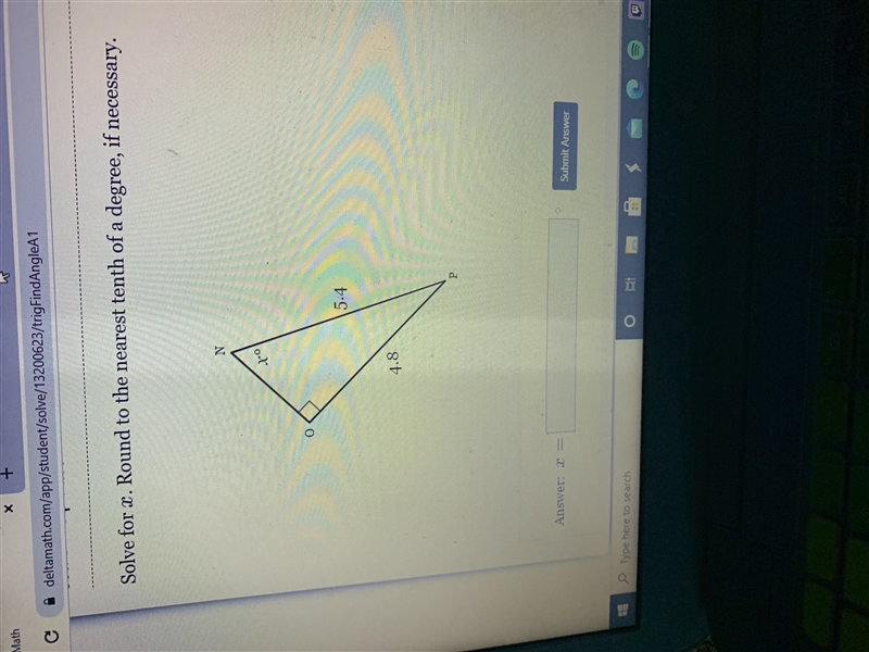 Solve for x. Round to the nearest tenth of a degree, if necessary. Answer:x = Please-example-1