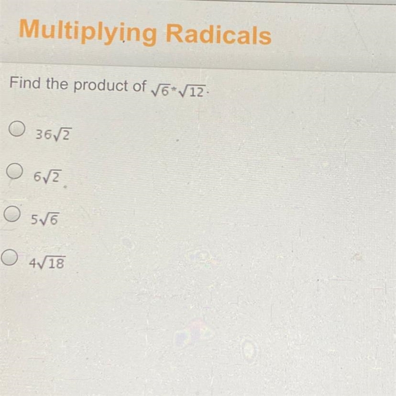 Find the product of 6* V12 O 36/2 O 65 0 5/6 04/18-example-1