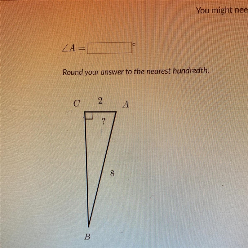 ZA= Round your answer to the nearest hundredth.-example-1