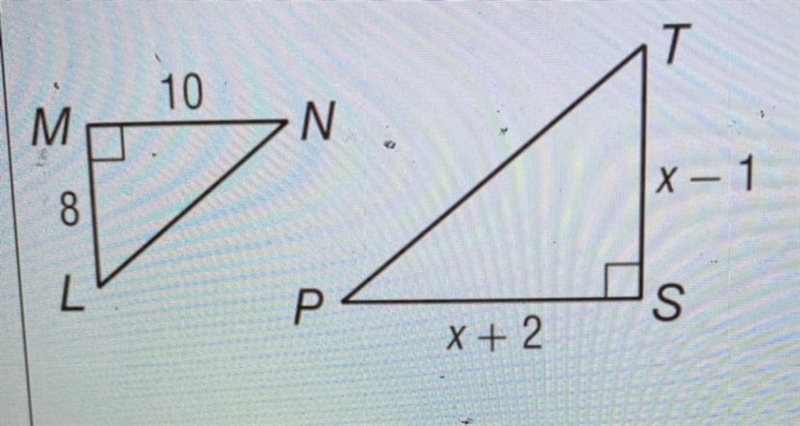 Please help me solve for x = I message my teacher she said the side are not equal-example-1