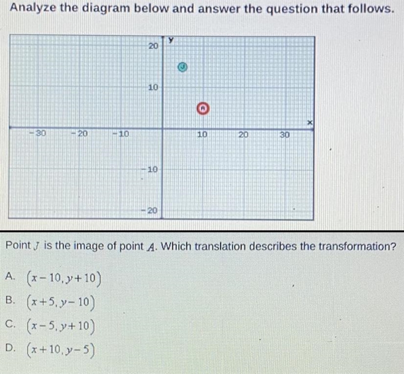 Point J is the image of point A. Which translation describes the transformation? A-example-1