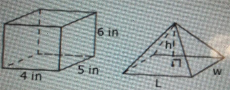 The rectangular prism (on the left) has a volume of 120 in. Find the volume of the-example-1