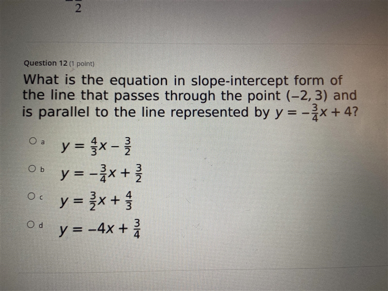 What is the equation in slope-intercept form of the line that passes through the point-example-1