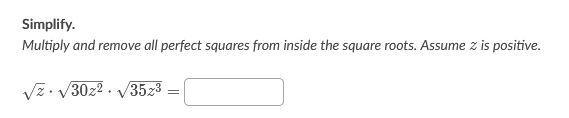 Simplify. Multiply and remove all perfect squares from inside the square roots. Assume-example-1