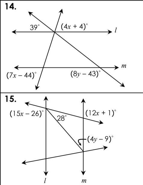 If l || m, classify the marked angle pair and give their relationship, then solve-example-1