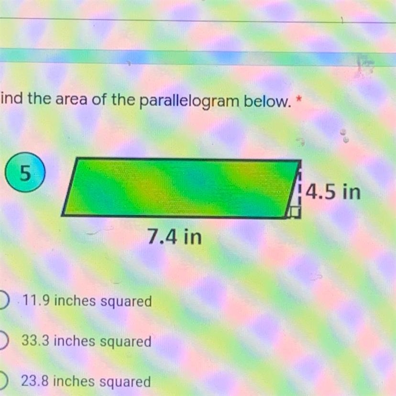 Worth lots of points :) Find the area of the parallelogram below.-example-1