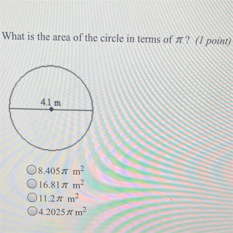 What is the area of the circle in terms of pi?-example-1