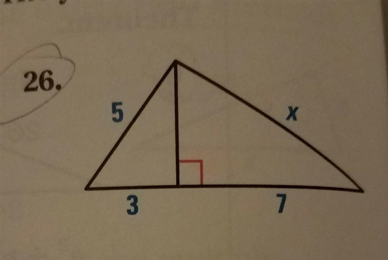 Find the unknown side length x. ​-example-1