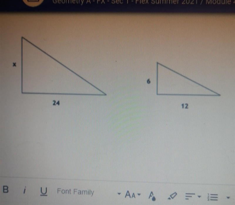 the two triangles below are similar use what you know about similar triangles to find-example-1