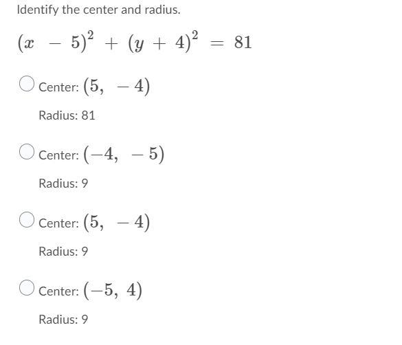 Whats the center radius of the circle-example-1