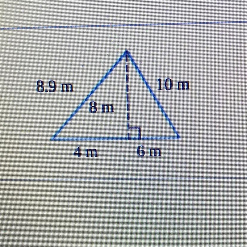 Find the area of the triangle. Area=__m^2-example-1