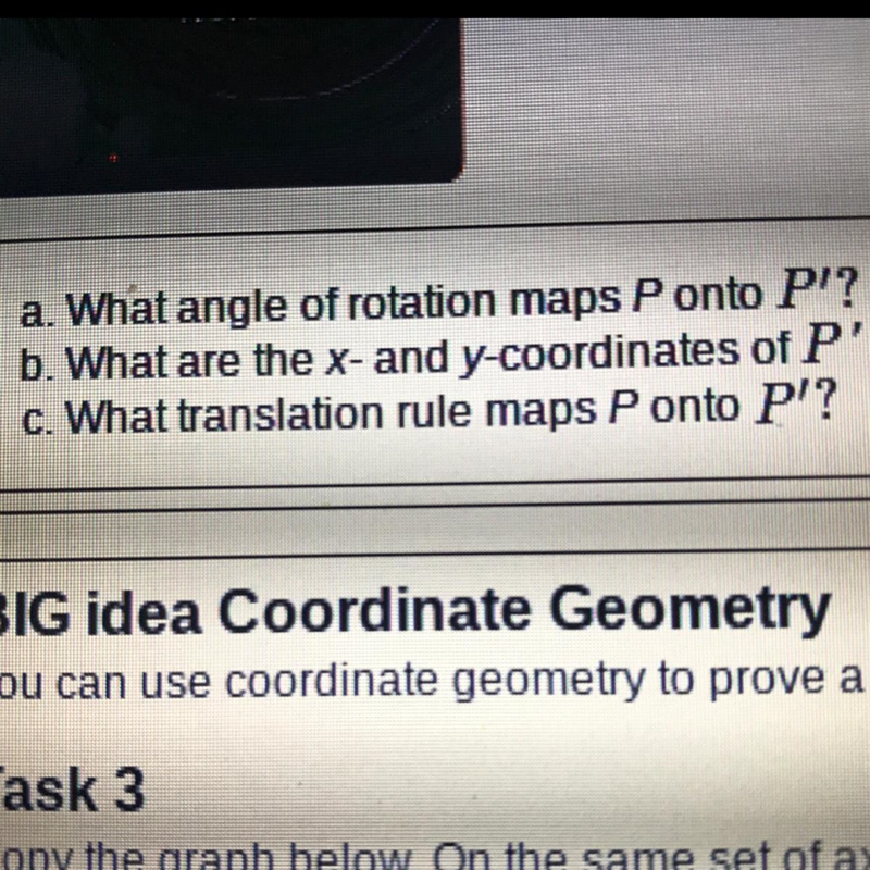 What angle of rotation maps p onto P'?-example-1