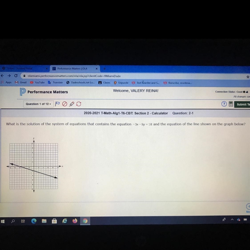 A. (0, -2) B. (-6, 0) C. No solution D. Infinitely many solutions Help me plsss!!!-example-1