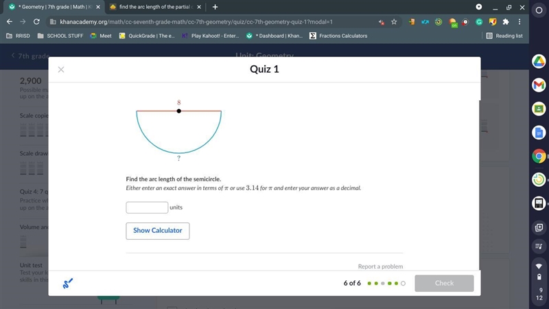 How do you find the arc length of a semi-circle?-example-1