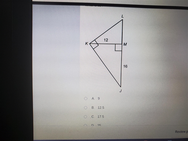 What is JL ? KM=12 JM=16-example-1