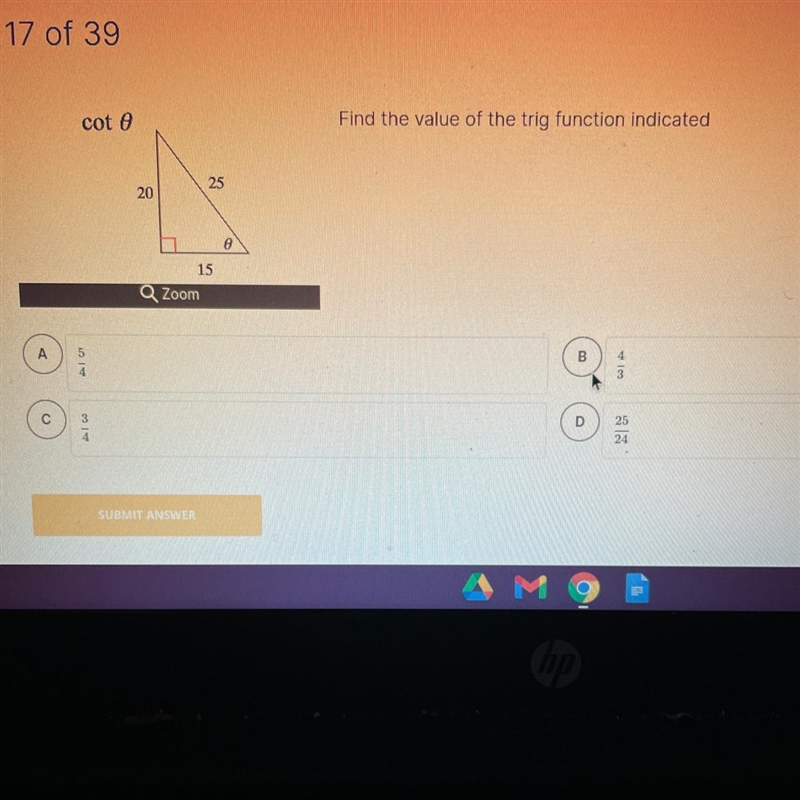 Find the value of the trig function indicated-example-1