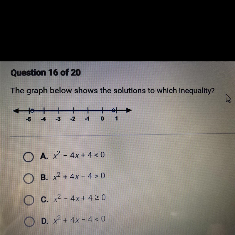 The graph below shows the solutions to which inequality?-example-1