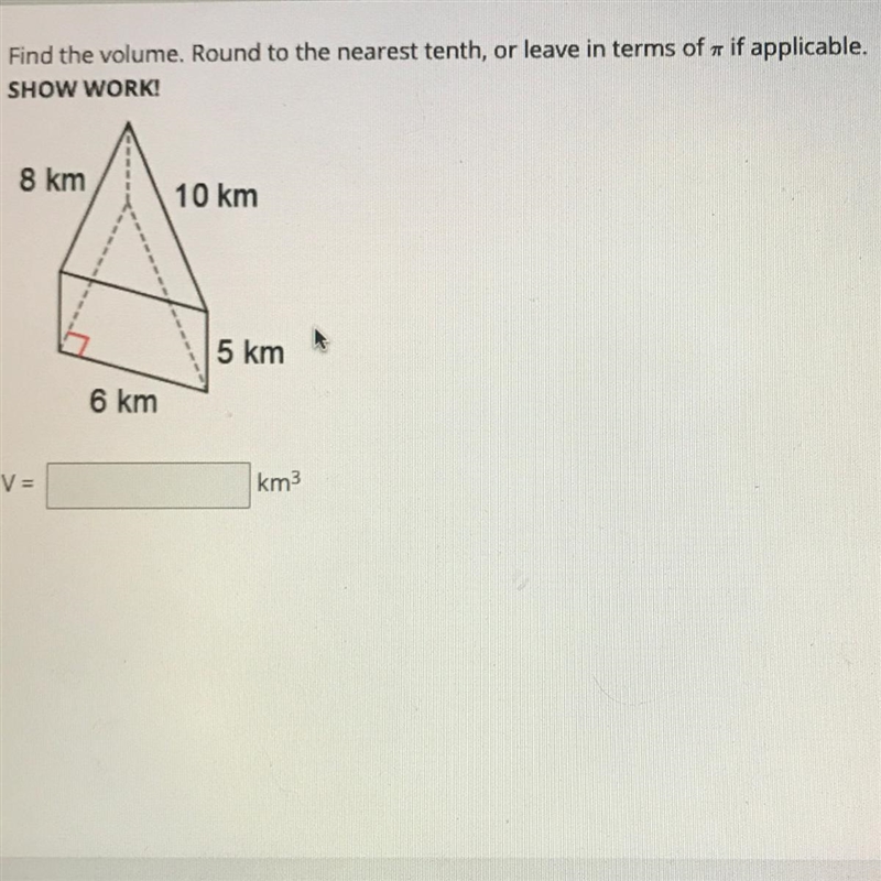 Find the volume and show work (round to the tenths)-example-1