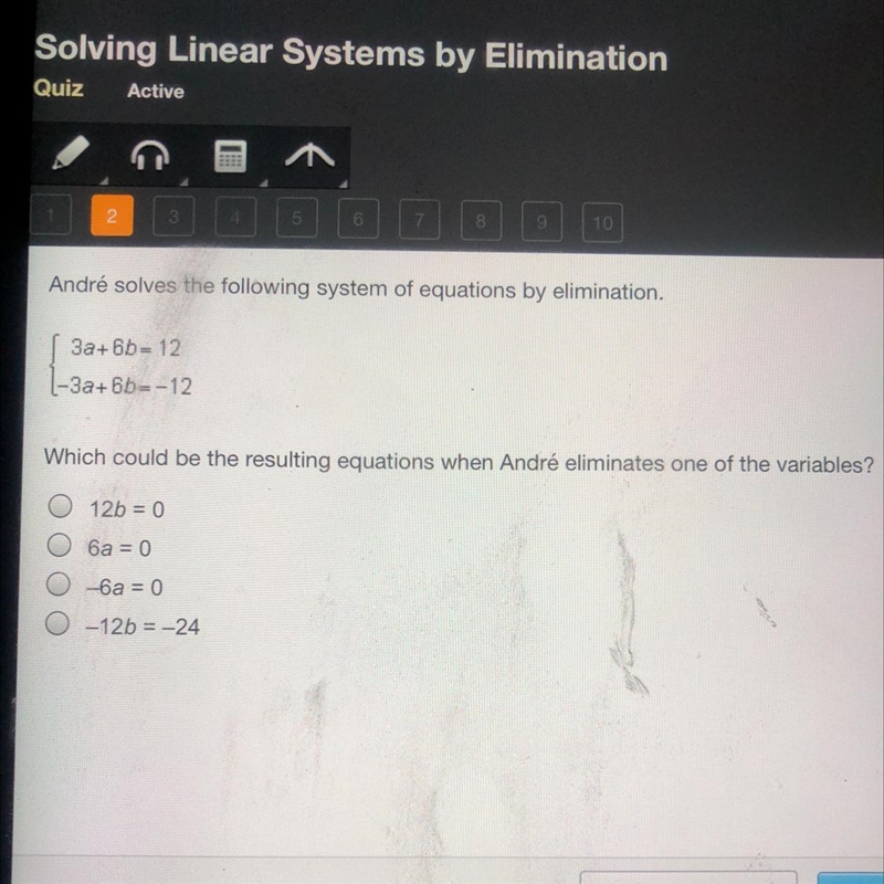 Which could be the resulting equations when Andre elimates one of the variables?-example-1